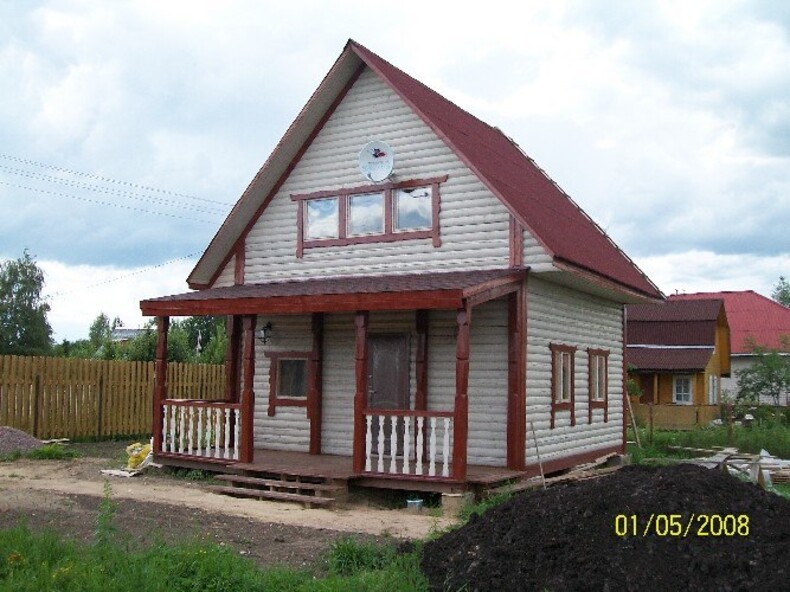 Дом каркасный 6х6м с террасой 2х6м, утепление 200 мм