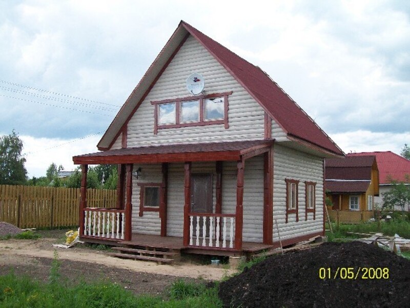 Дом каркасный 6х6м с террасой 2х6м, утепление 200 мм