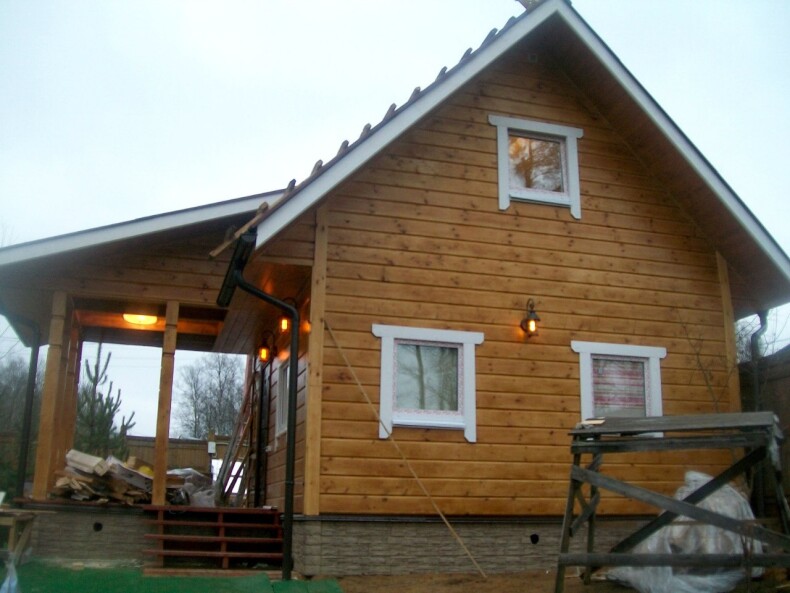 Дом каркасный 6х6м с террасой 3х3м, утепление 200 мм